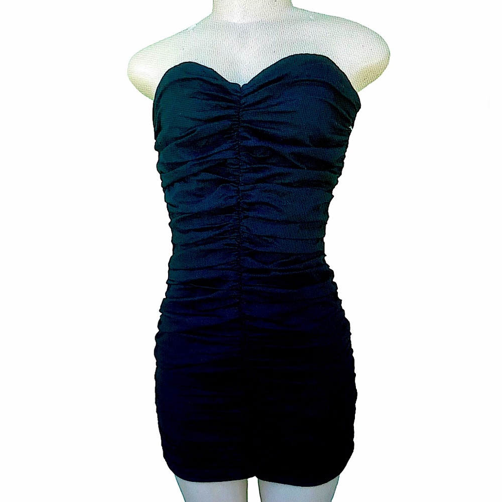 -ZARA NWT Cocktail Party Dress Black Strapless Size Medium